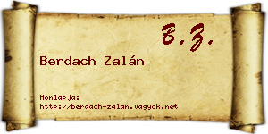 Berdach Zalán névjegykártya
